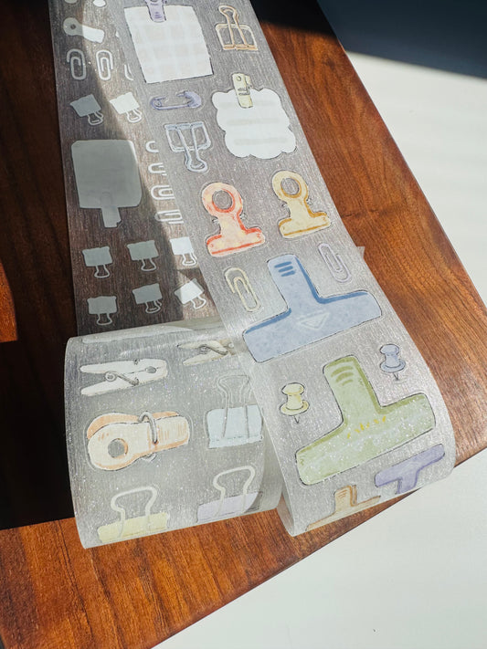 NEW! XBJia Studio - Stationery Clips | Kiss-cut | 5.5cm Brushed PET Tape | Release Paper | 6M