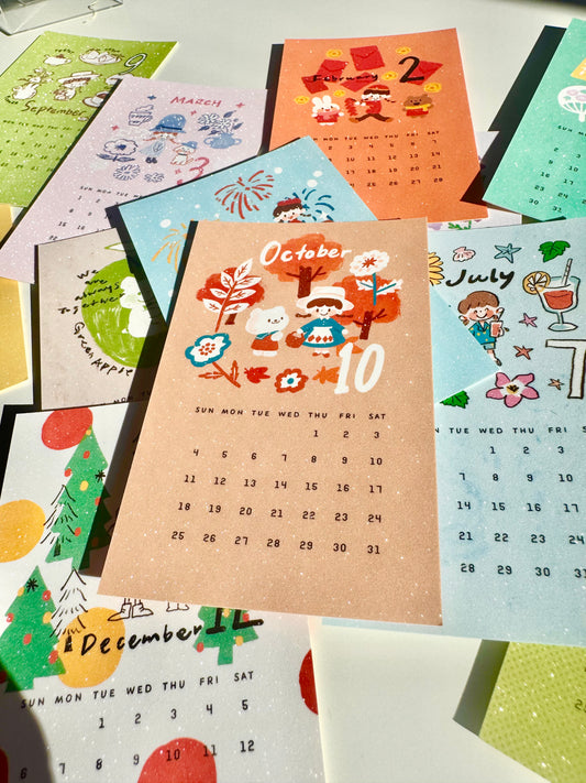 NEW! Molinta - 2026 Calendar | Glitter | 12 Sheet | M5/ A7 / A6 Personal Divider | Journaling Accessories