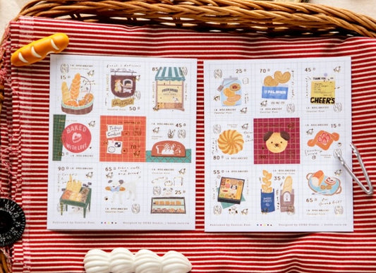 NEW! OURS - Bakery Cheers | Die Cut | 2 Sheets Stamp Sticker