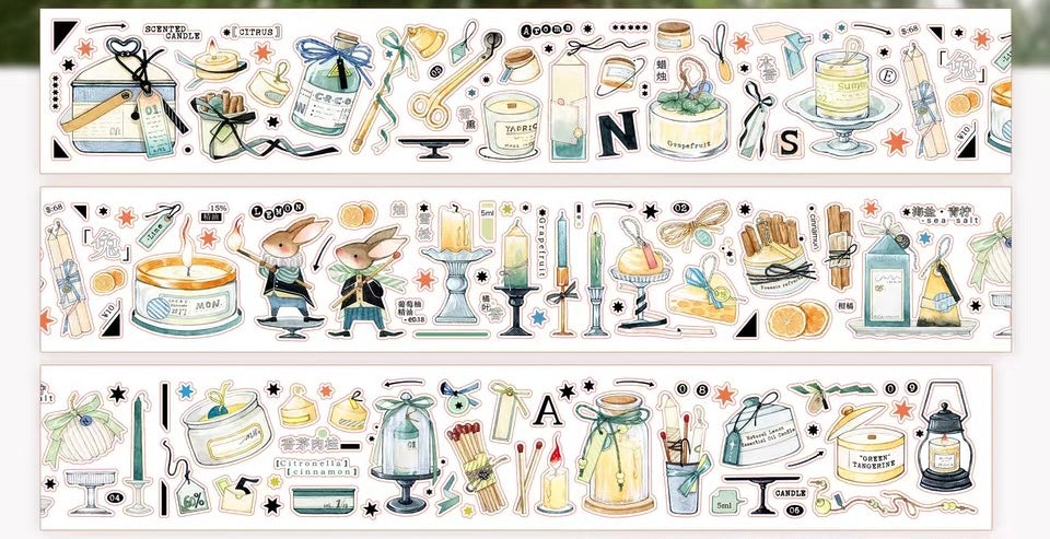NEW! Bunny & Pear Studio - The Ritual of Scent | Kiss-cut | 4.5cm Glitter PET Tape | Release Paper | 5.22M