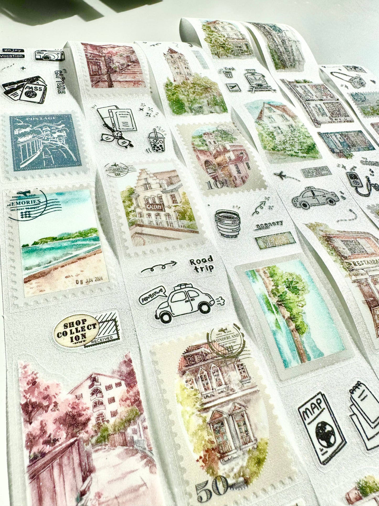 NEW! Qiqiyu Art Studio (QQY) - Vol.10 Leisurely Journey | Kiss-cut | 4.3cm Glitter PET Tape | Release Paper | 6M