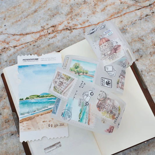 NEW! Qiqiyu Art Studio (QQY) - Vol.10 Leisurely Journey | Kiss-cut | 4.3cm Glitter PET Tape | Release Paper | 6M