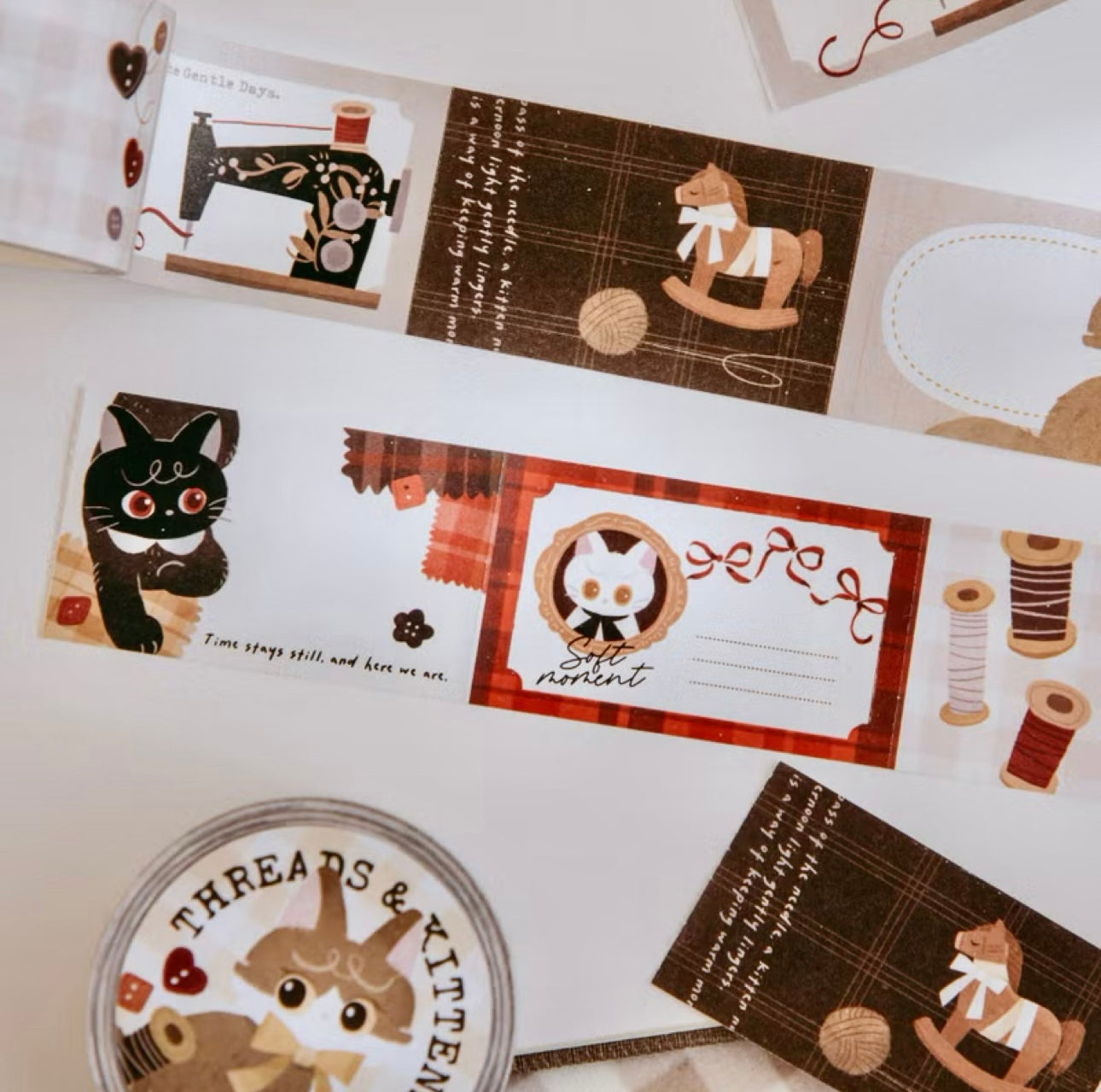NEW! wwiinngg - Threads & Kittens  | 3cm Sticker Memo Roll | NO Release Paper | 5M