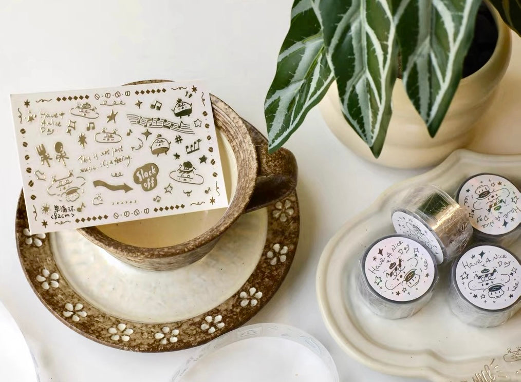 NEW! Rolling Island - Gungun's Little Days | Kiss-cut | Silver Foil | 2cm PET Tape | Release Paper | 5M