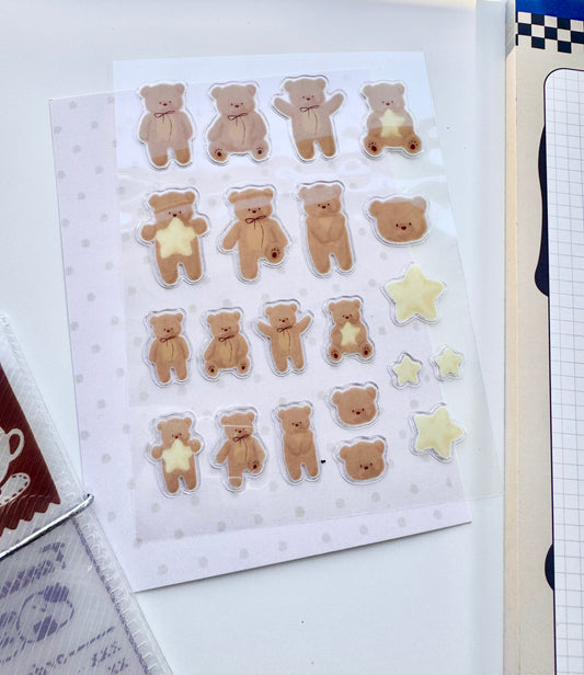 Xiao Xiao Studio - Fluffy Little Bears | Pop-up | 1 Sheet | 3D Sticker