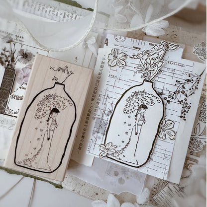 Hanen Studio X Journal Pages - Ceramic Vases and Girl | Rubber Stamps