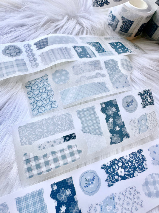 Hoshi Studio - Soft Blue Patchwork | Kiss-cut | 4.5cm Tape | Release Paper | 5M