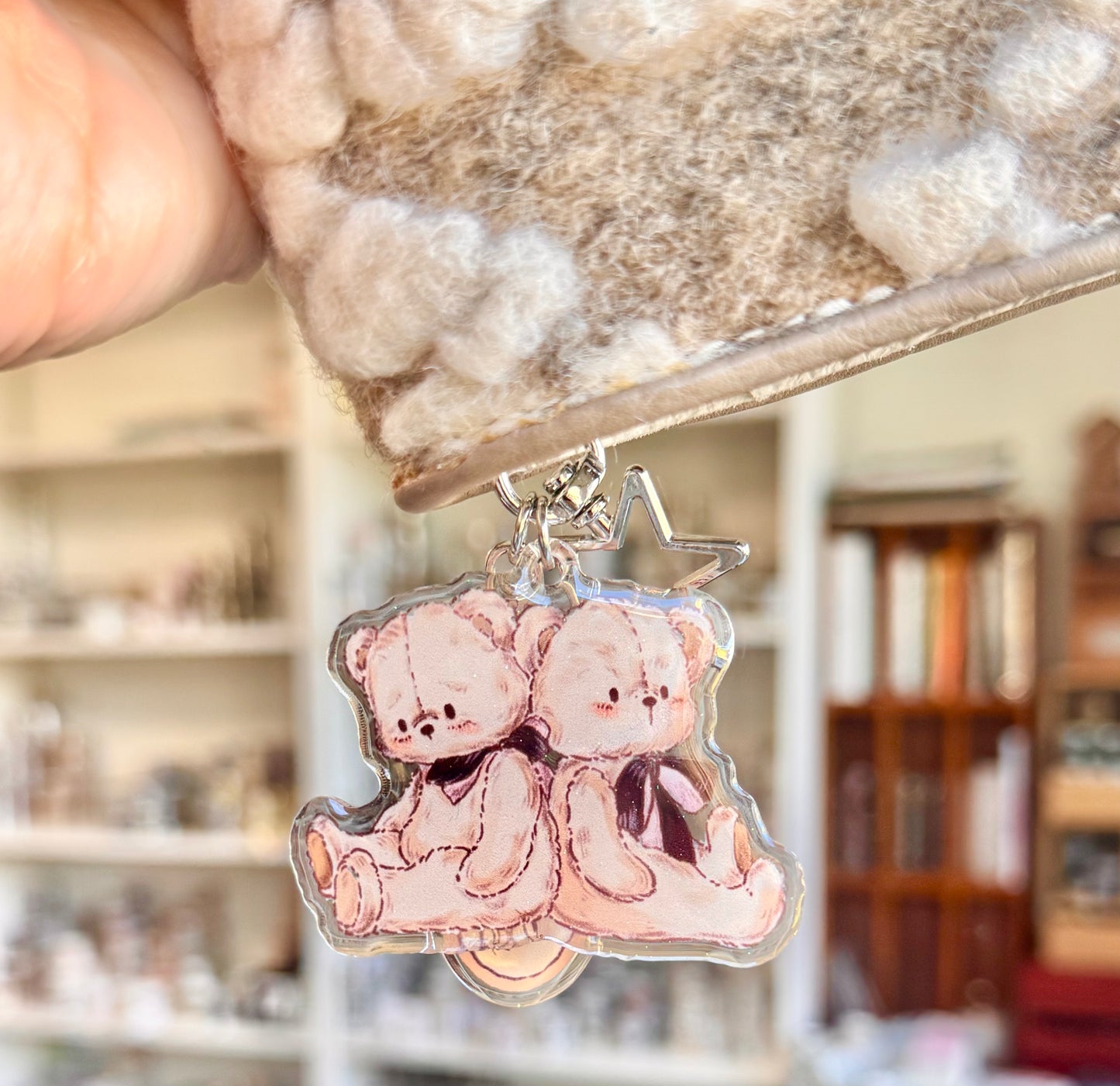 Miao Studio - Retro Little Bear | Double-sided Pattern | Acrylic Resin | Key Chain | Charms | Journaling Accessories