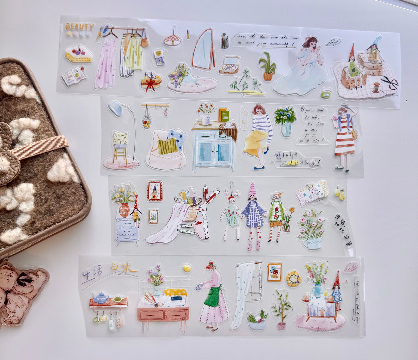 NEW! Lynn Illustration - A Girl and Her Dolls | Kiss-cut | 7cm PET Tape | Release Paper | 5M