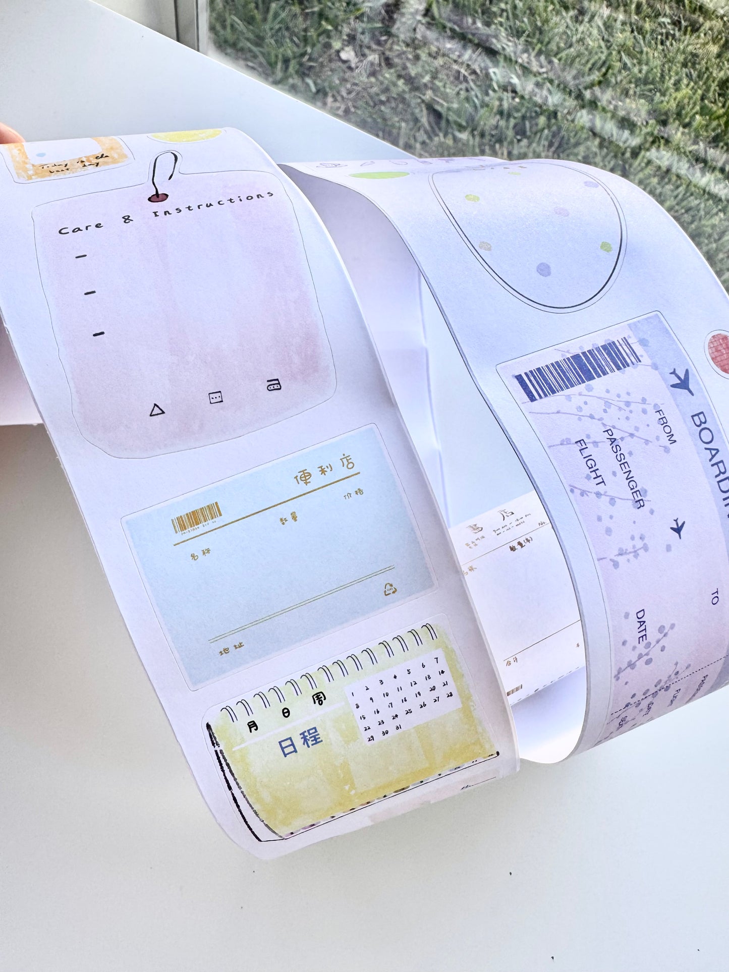 NEW! Lynn Illustration - Receipt Ephemera | Kiss-cut | 7cm Paper Tape | Release Paper | 5M