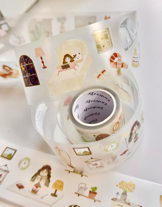 NEW! Jennyuanzi Studio - My Little Cozy World | Kiss-cut | 5cm Tape | Release Paper | 5M