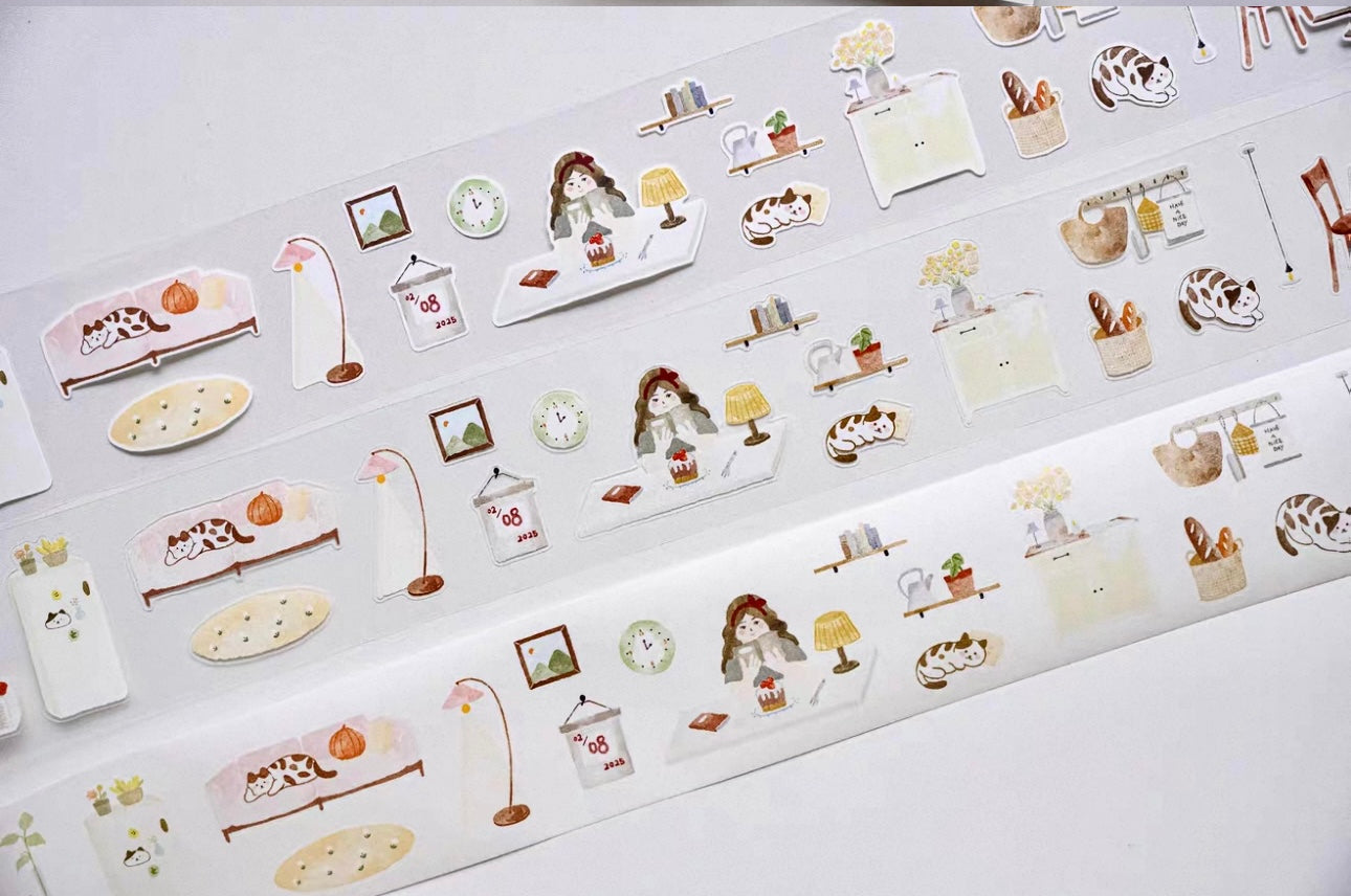 NEW! Jennyuanzi Studio - My Little Cozy World | Kiss-cut | 5cm Tape | Release Paper | 5M