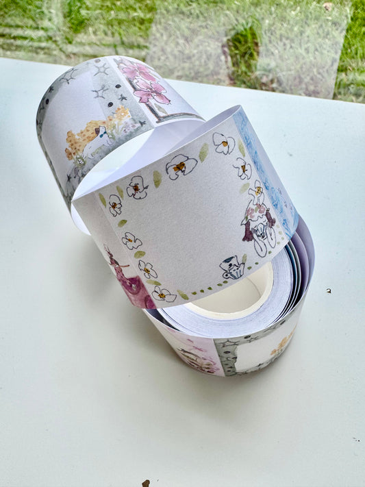 NEW! Teayou - Neko Matcha Sticker Roll ver.A | Kiss-cut | 4cm Paper Tape | Release Paper | 5M