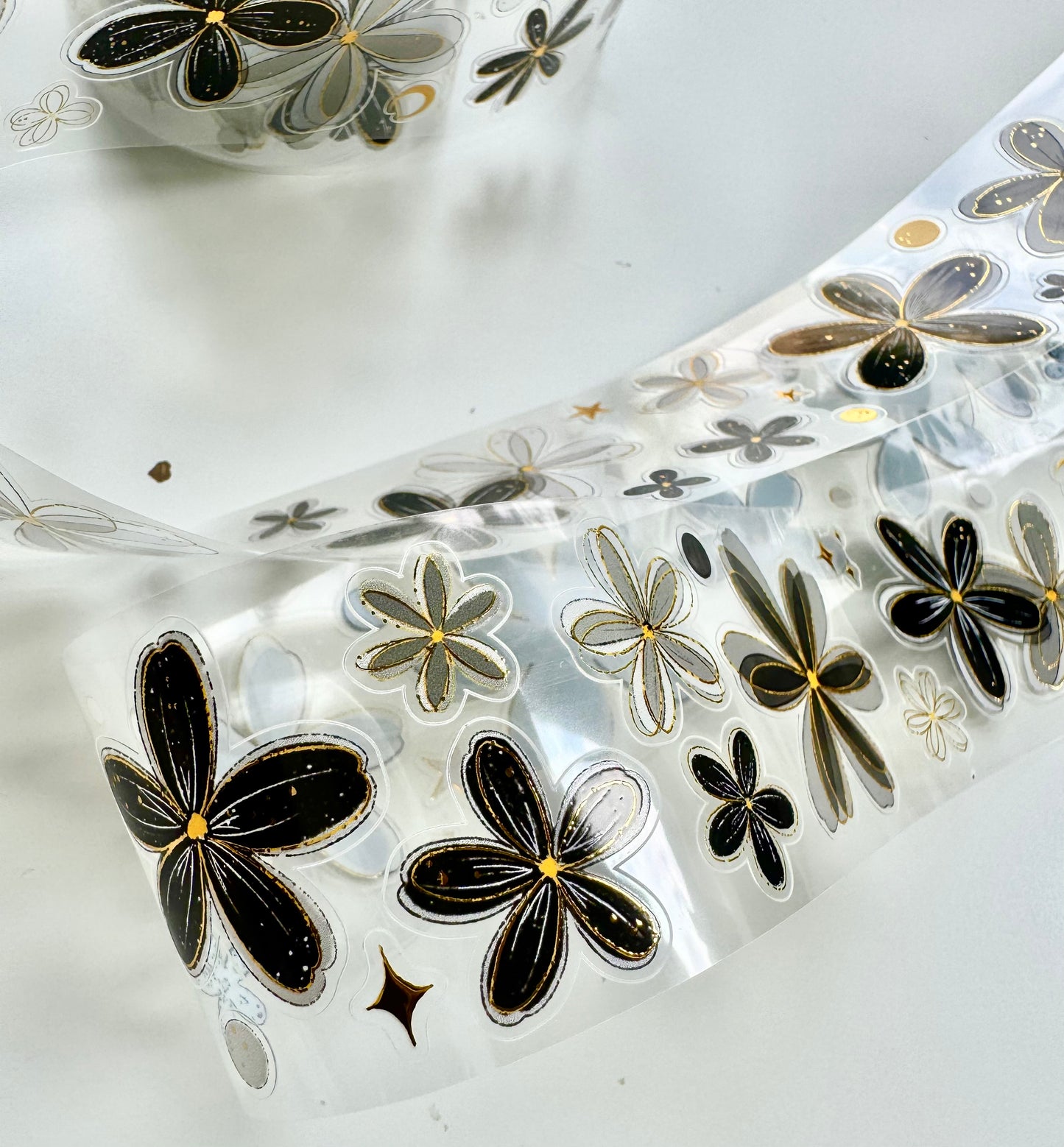 NEW! Yier Studio - Flowers | Kiss-cut | Gold Foil 4cm Tape | Release Paper | 5M