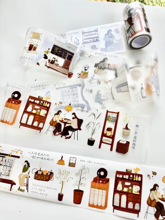 NEW! YQYH Studio - Warm Café Days | Kiss-cut | 7cm Tape | Release Paper | 5M