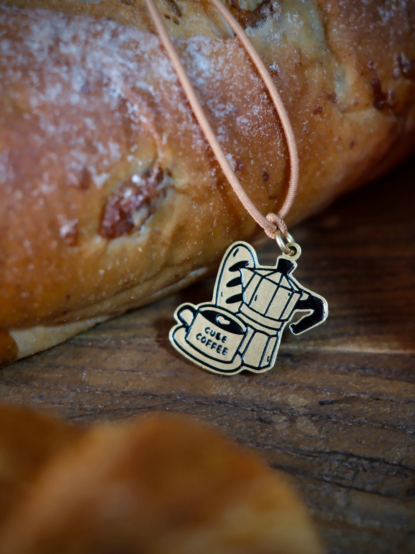 Cube Fish Brass Charm - Coffee | Notebook Decorations | TN Charm | Accessories