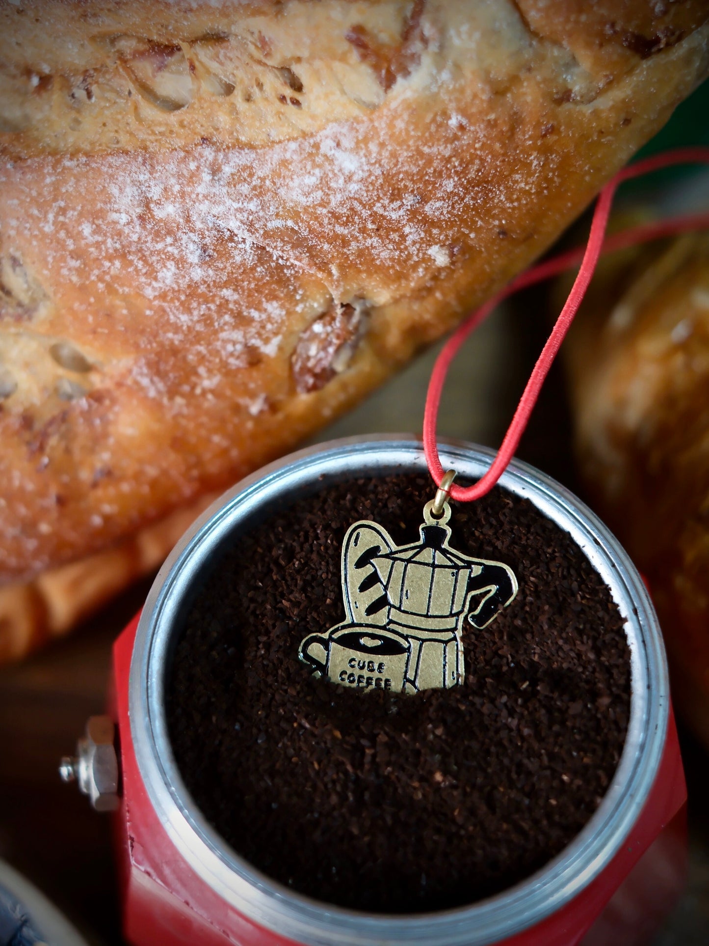 Cube Fish Brass Charm - Coffee | Notebook Decorations | TN Charm | Accessories