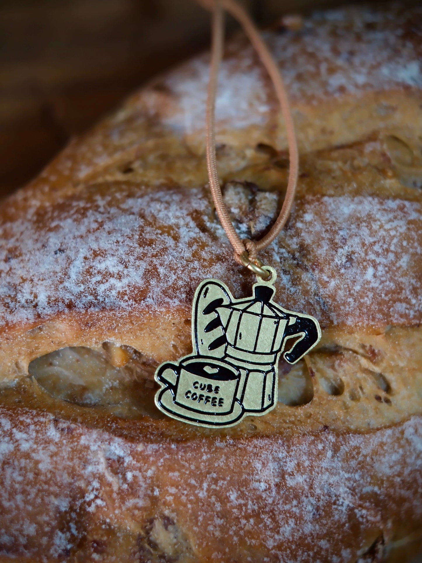 Cube Fish Brass Charm - Coffee | Notebook Decorations | TN Charm | Accessories