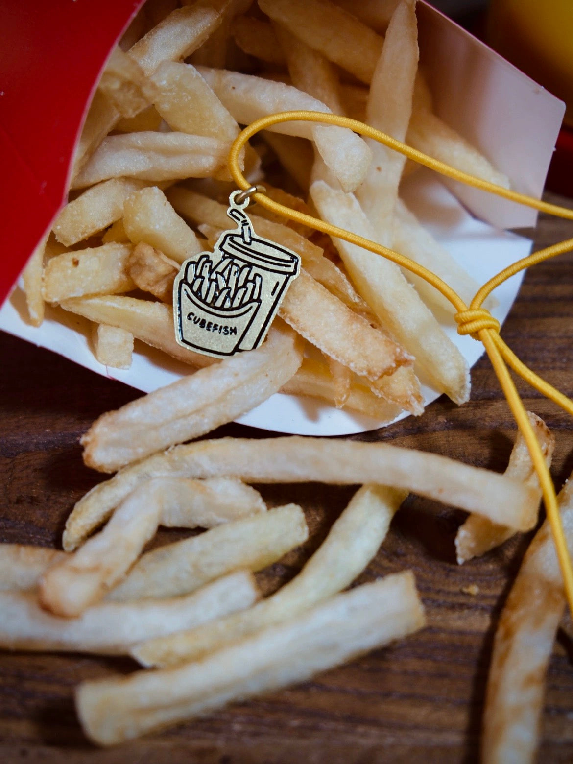 Cube Fish Brass Charm - Fries & Coke | Notebook Decorations | TN Charm | Accessories