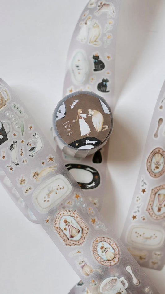 NEW! Loidesign - Forest Witch & Cats | Kiss-cut | Gold Foil | 5cm Holographic PET Tape | 6.3M