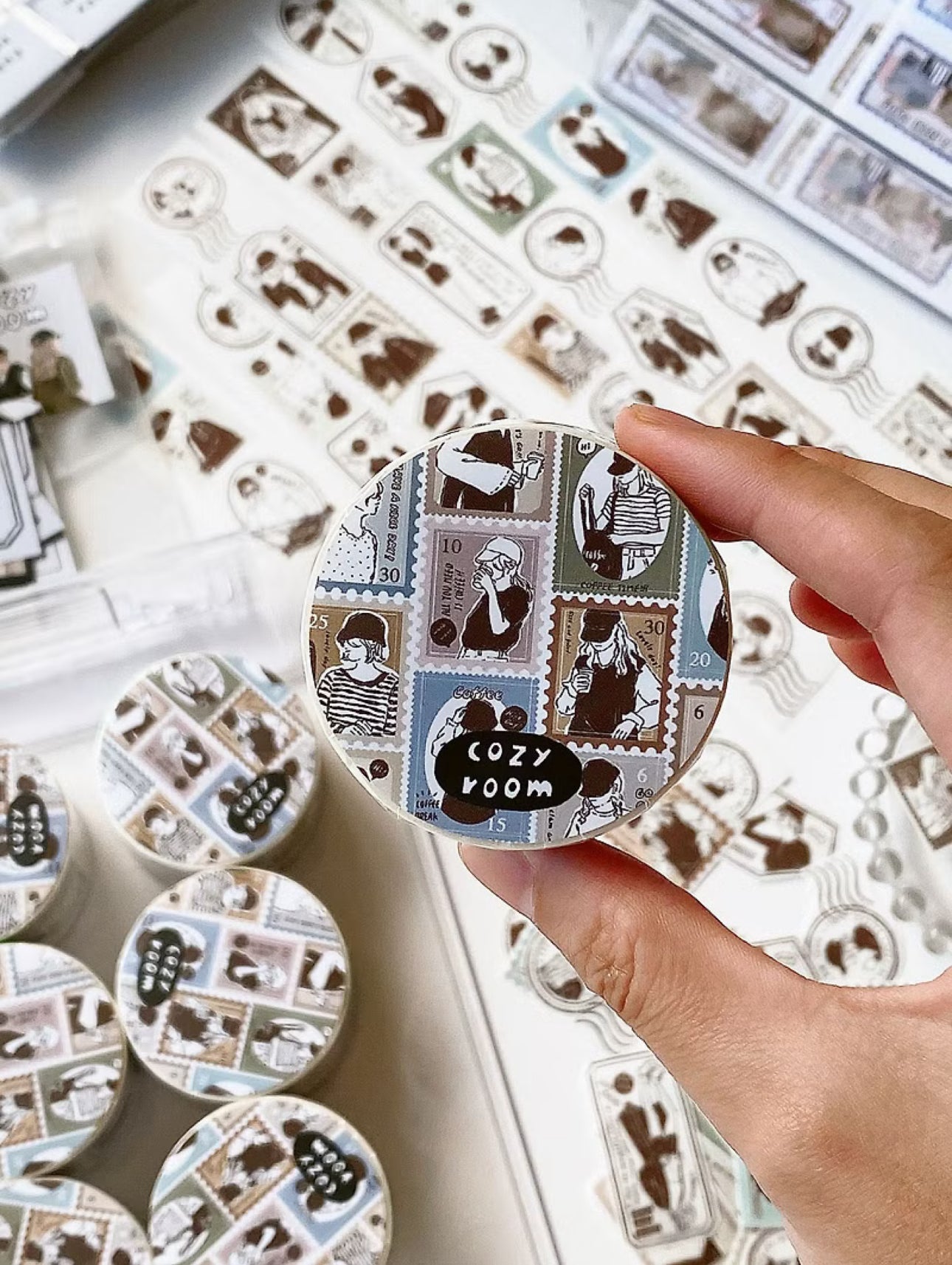 Cozyroom - Coffee Girl Stamp | 3cm Washi Tape | Release Paper