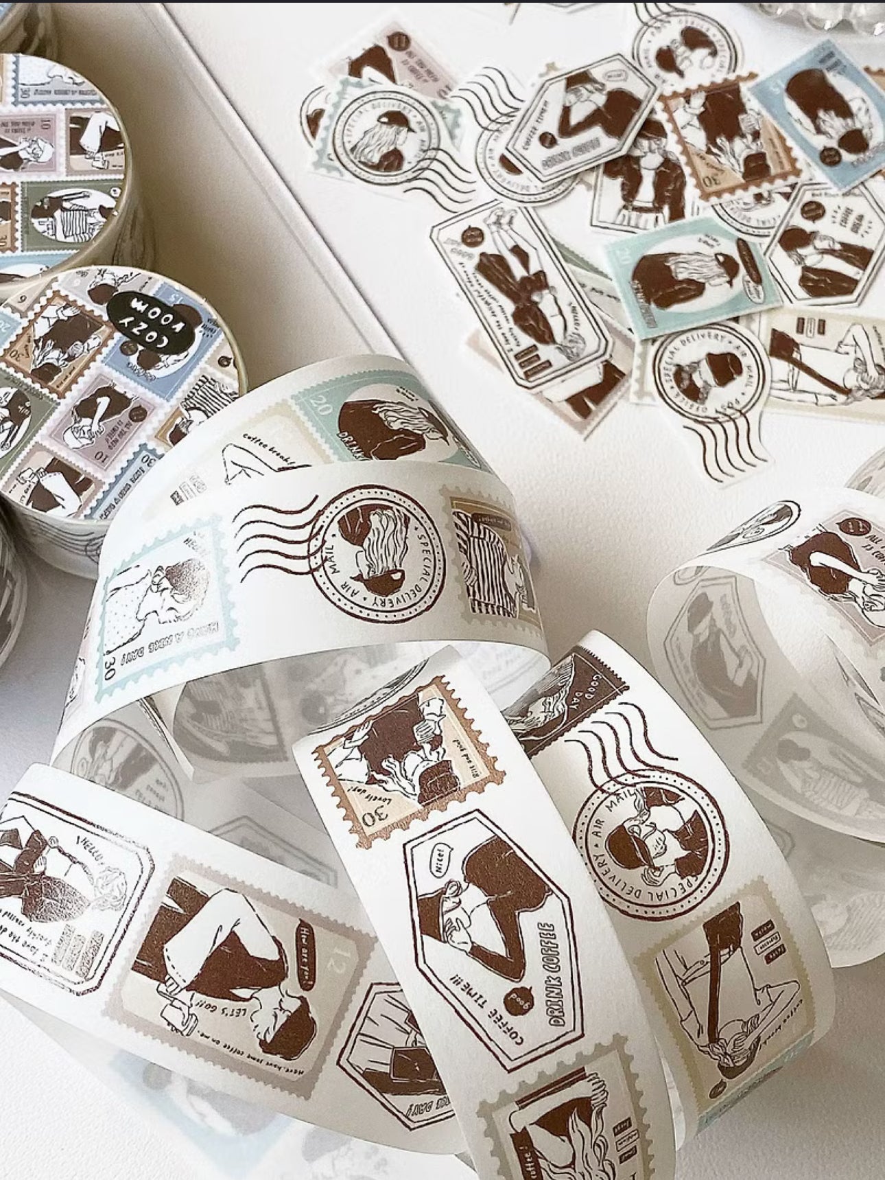 Cozyroom - Coffee Girl Stamp | 3cm Washi Tape | Release Paper