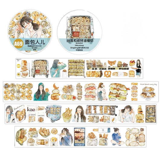 NEW! DingDing - A69 Bread Lover | Kiss-cut | 6cm PET Tape | Release Paper | 5M
