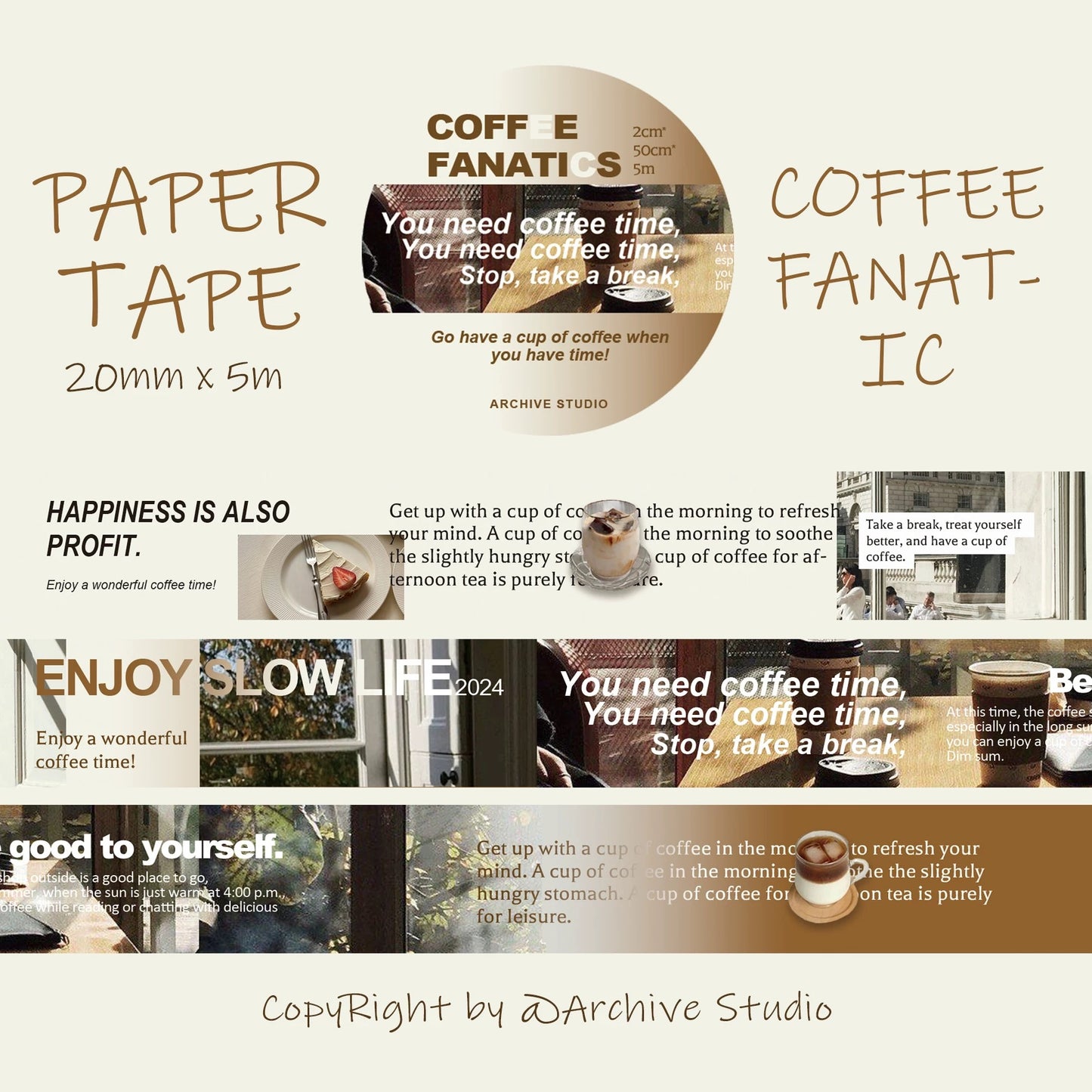 NEW! Archive Studio - Vol.3 | 2cm Washi Tape | Basic | Release Paper