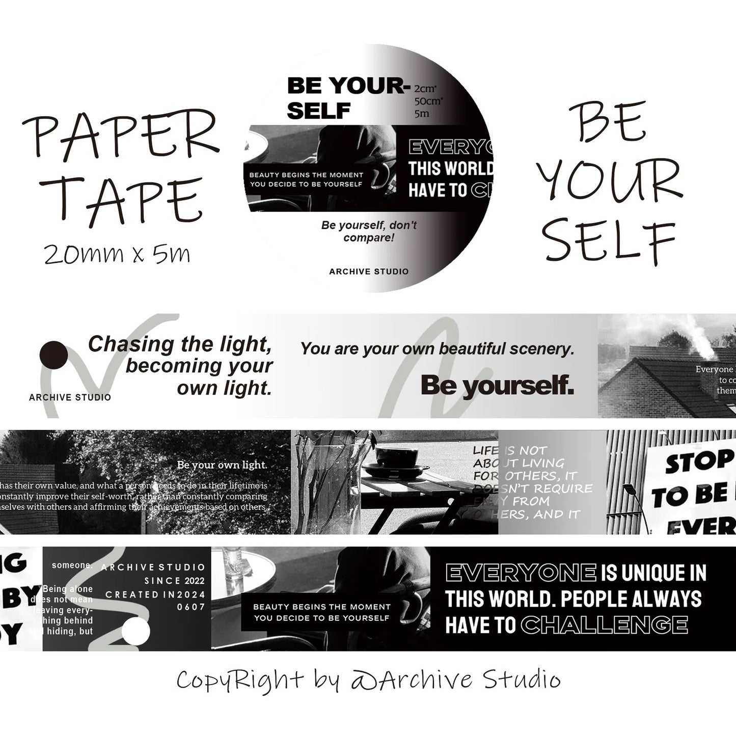 NEW! Archive Studio - Vol.3 | 2cm Washi Tape | Basic | Release Paper