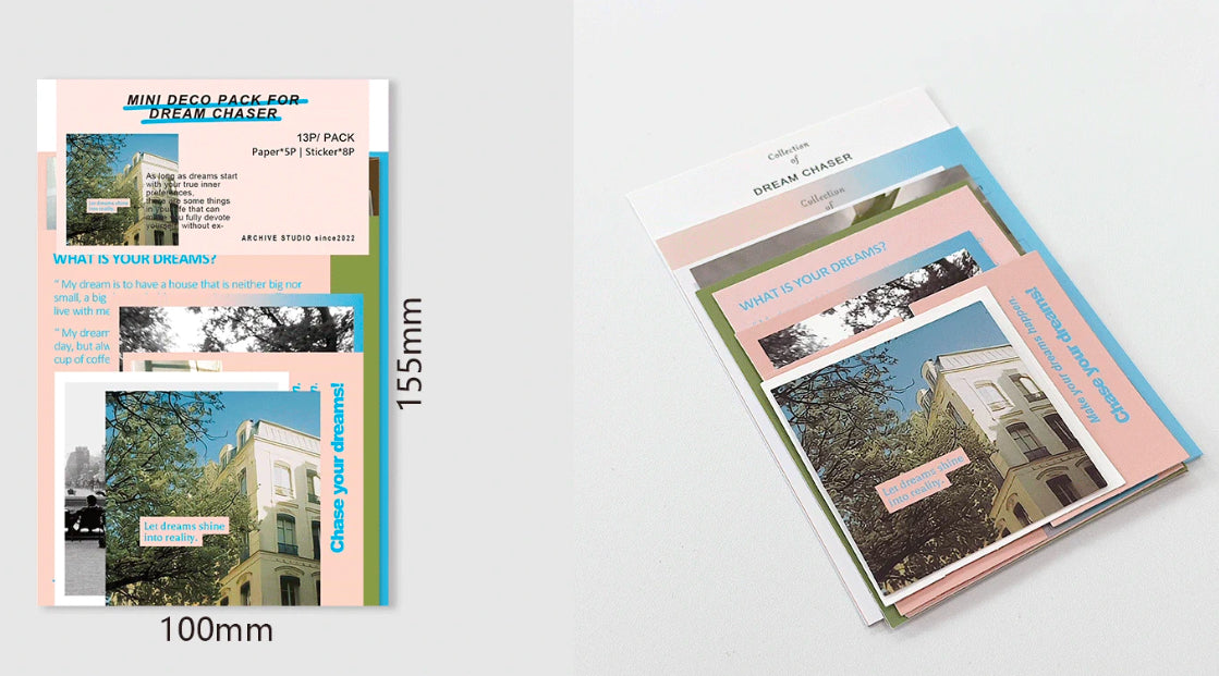 NEW! Archive Studio - Dream Chaser | 12pcs Deco Pack | Ephemera Paper | Sticker