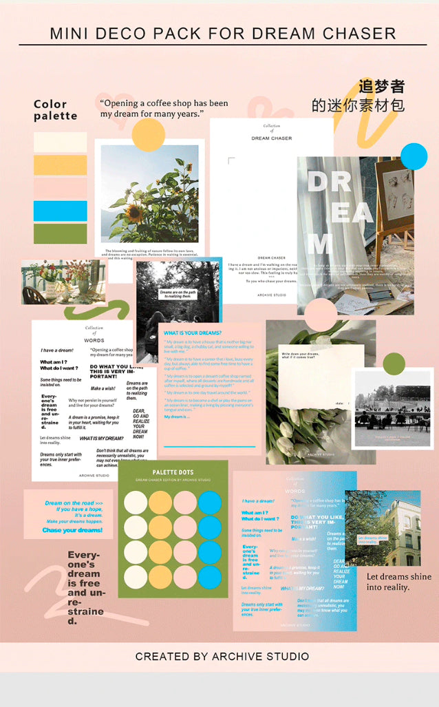 NEW! Archive Studio - Dream Chaser | 12pcs Deco Pack | Ephemera Paper | Sticker