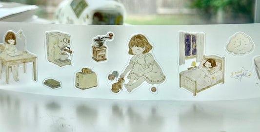 NEW! Jennyuanzi Studio - Girl Living Alone | Kiss-cut | 4.5cm Tape | Release Paper | 5M