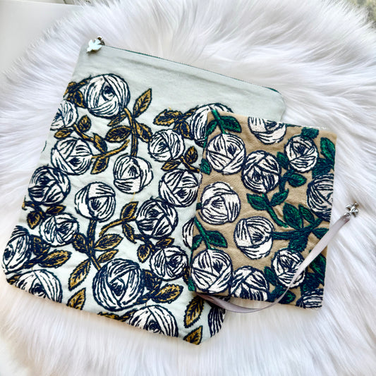 ESH Exclusive Collection - Rosy Embroidery | Notebook Pouch/ Cover | Handmade Products | mina perhonen Fabric