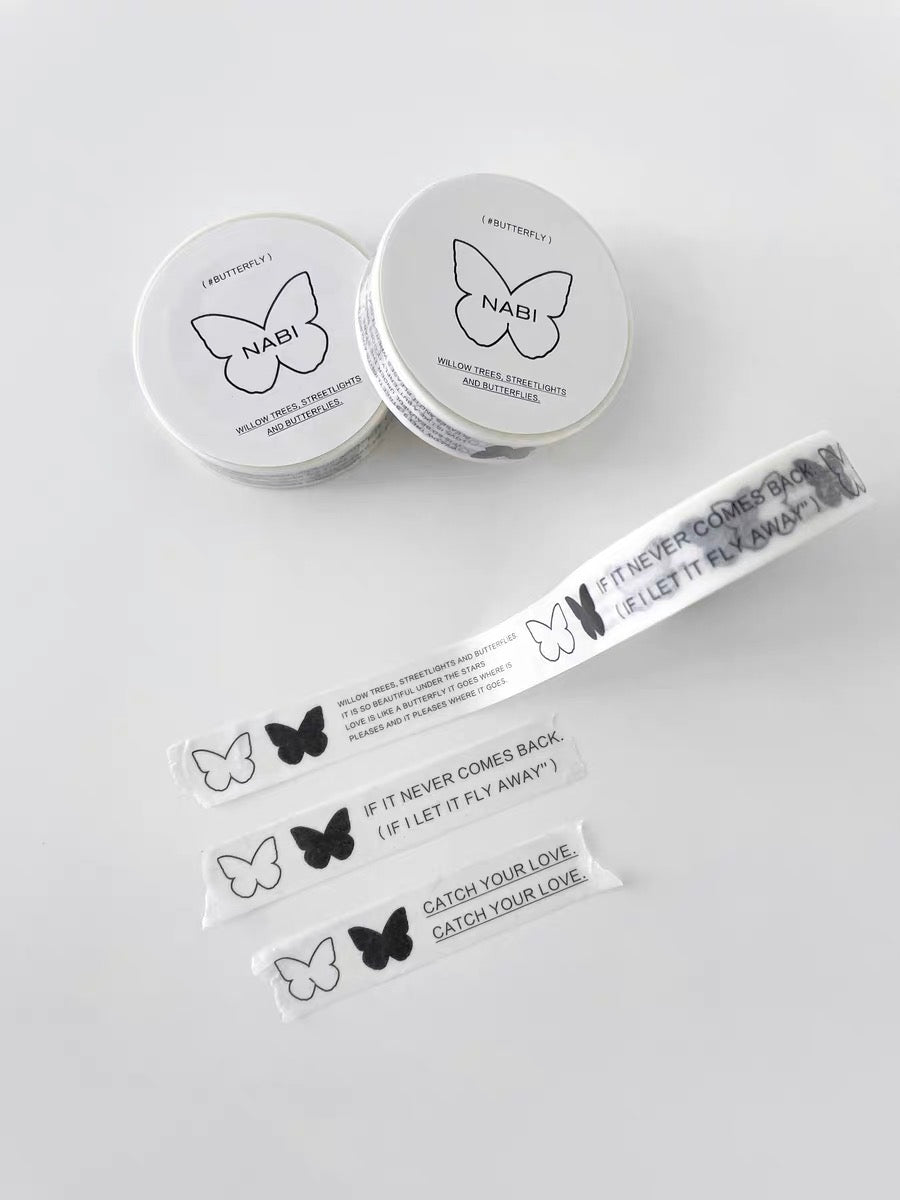 NABI - Butterfly and Words | 1.2cm Washi Tape | NO Release Paper