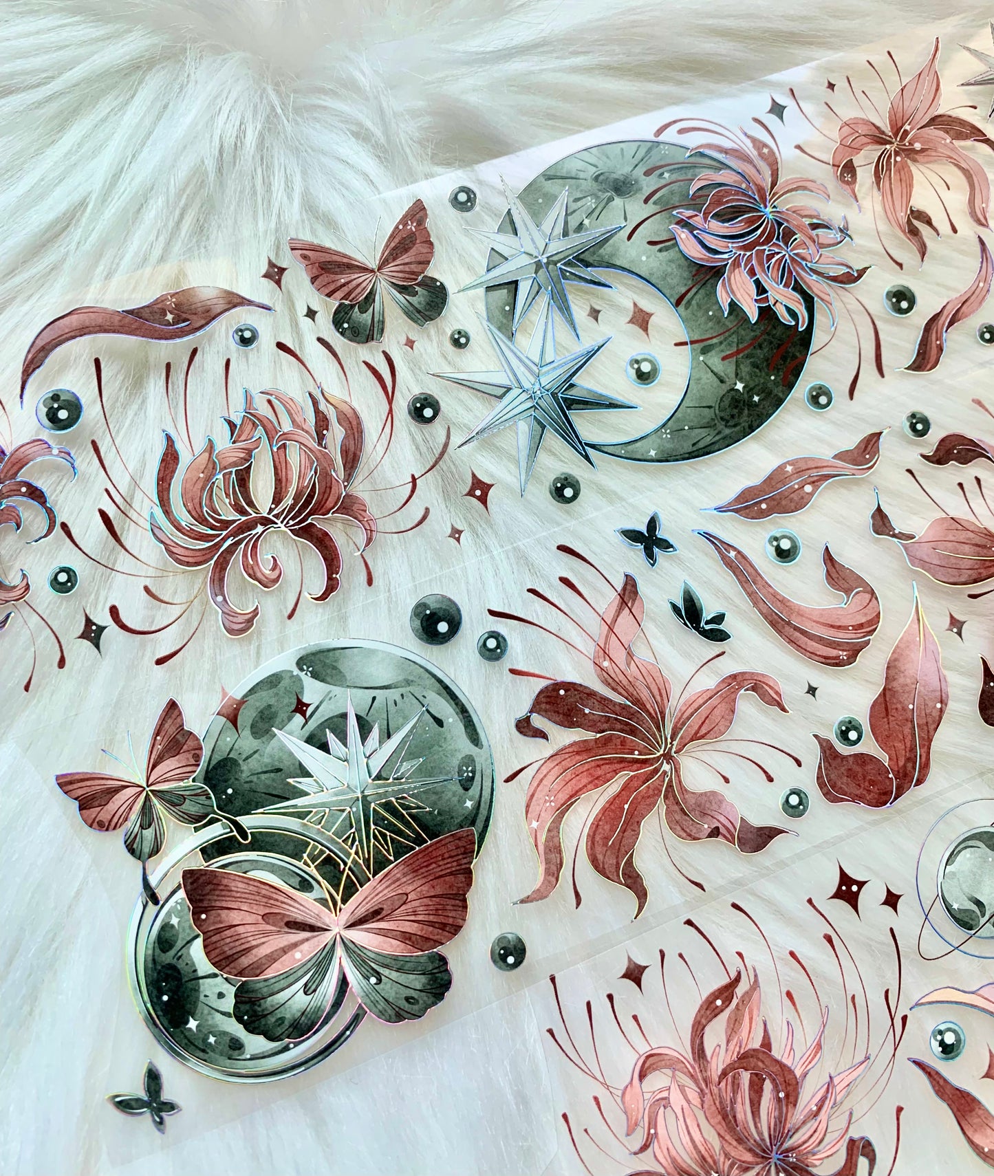 YYR Studio -Lycoris Radiata - Red | 6cm Laser Sliver PET Tape | Release Paper