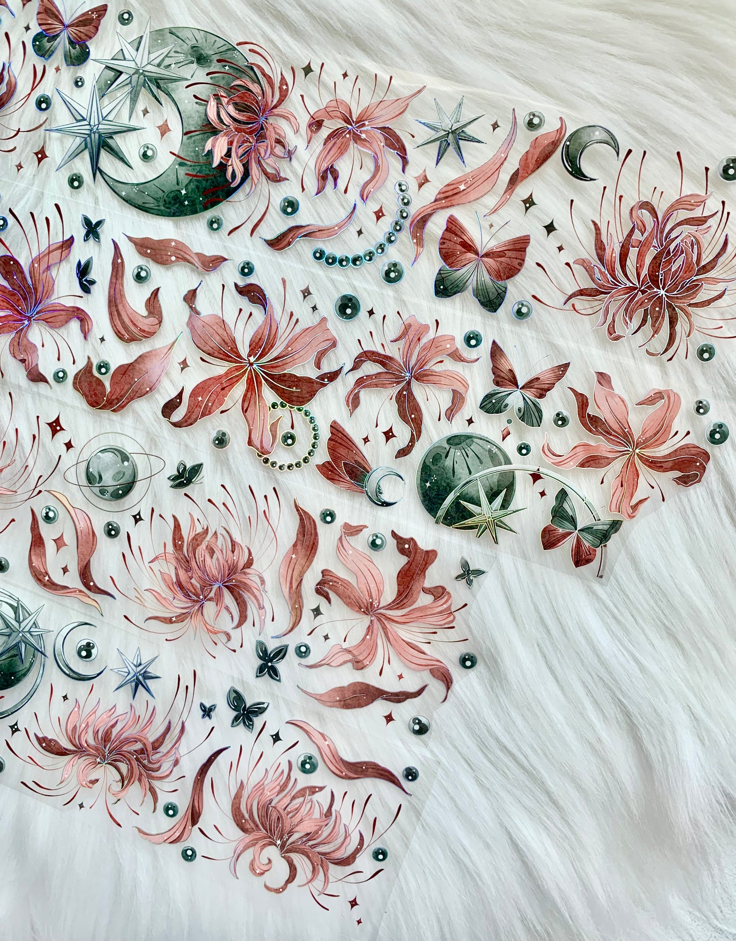 YYR Studio -Lycoris Radiata - Red | 6cm Laser Sliver PET Tape | Release Paper