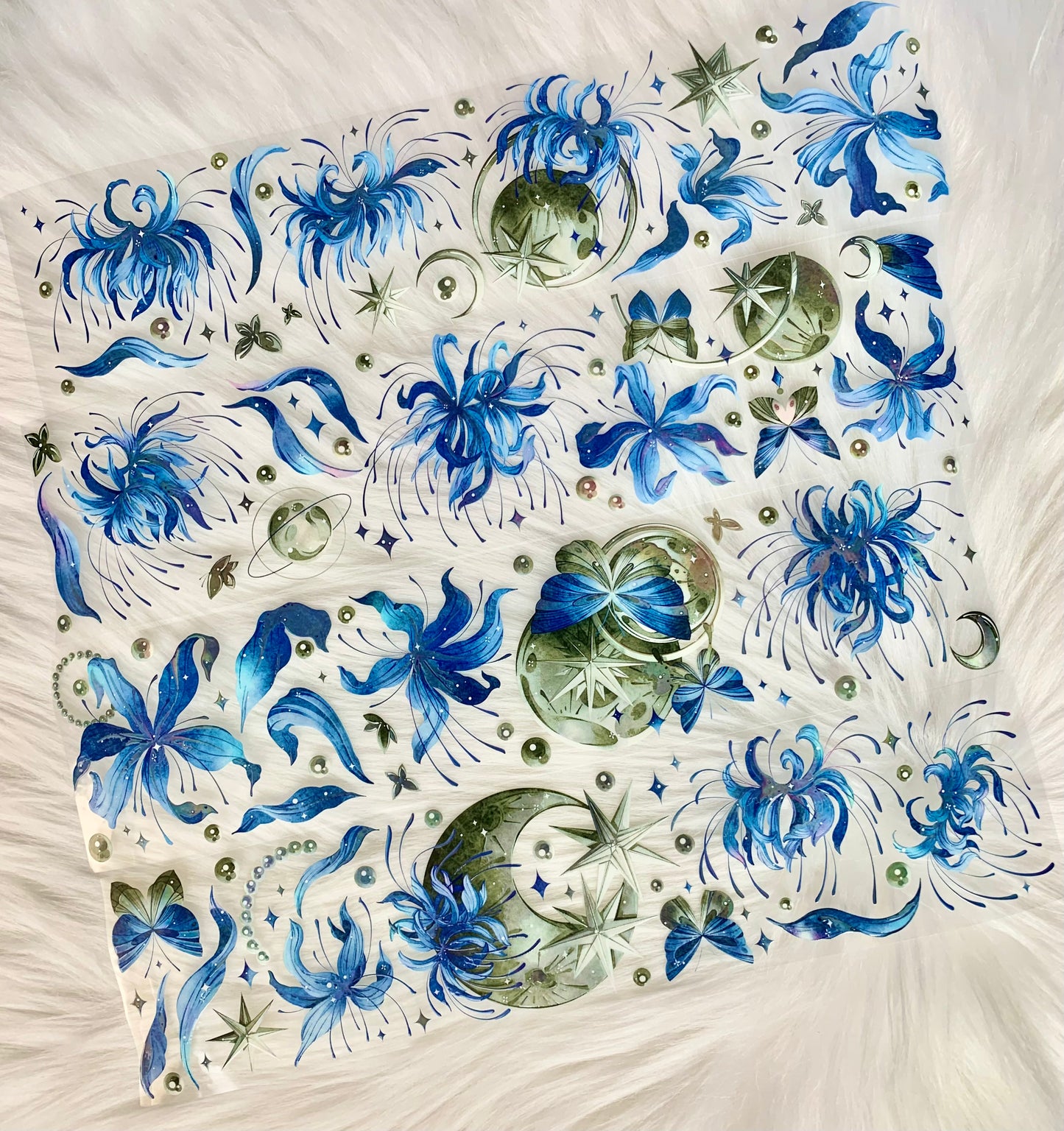YYR - Lycoris Radiata - Blue | 6cm Iridescent PET Tape | Release Paper