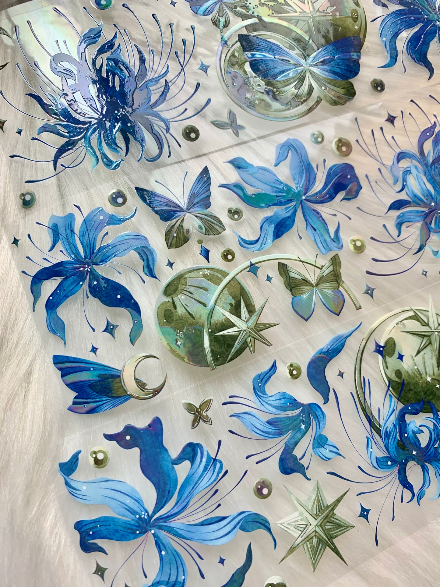 YYR - Lycoris Radiata - Blue | 6cm Iridescent PET Tape | Release Paper