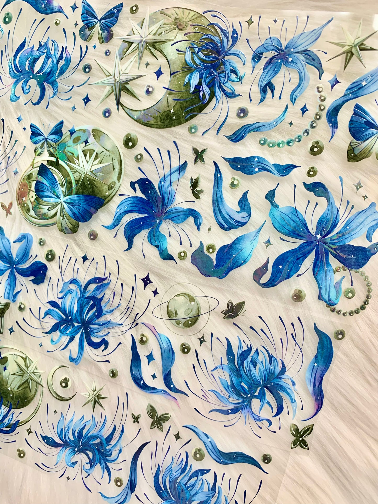YYR - Lycoris Radiata - Blue | 6cm Iridescent PET Tape | Release Paper
