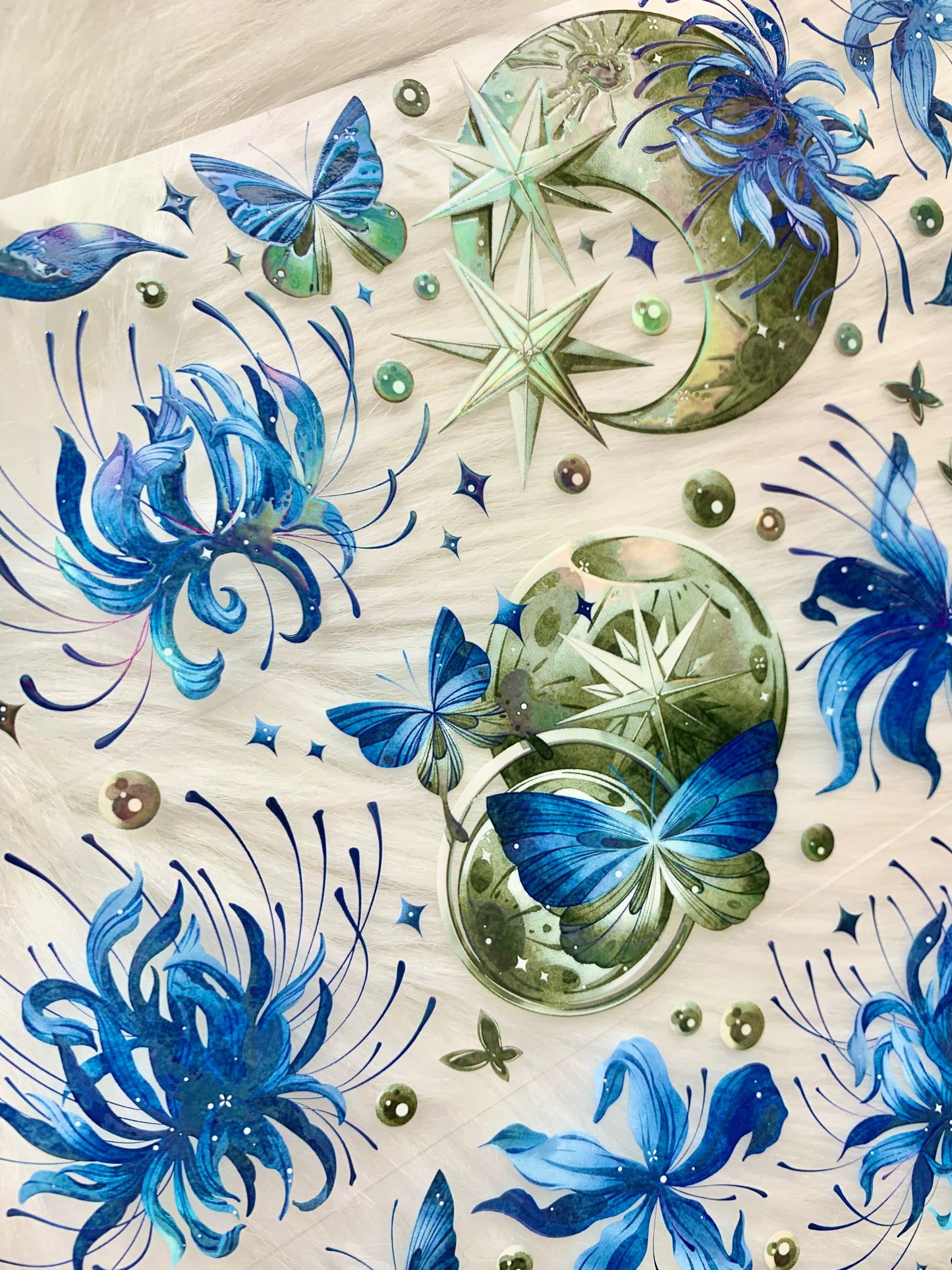 YYR - Lycoris Radiata - Blue | 6cm Iridescent PET Tape | Release Paper