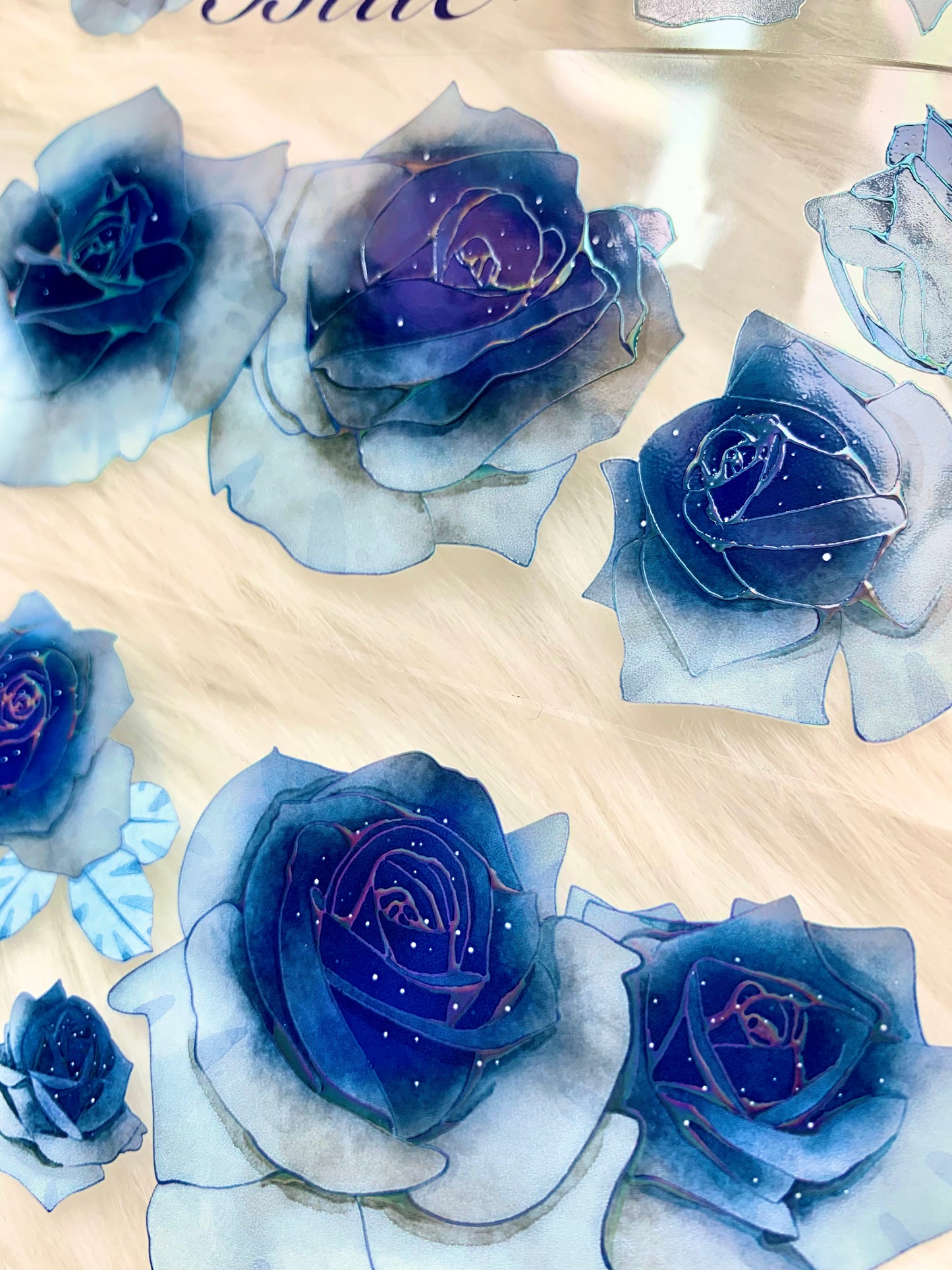 YYR - Blue Rose | 6cm Iridescent PET Tape | Release Paper