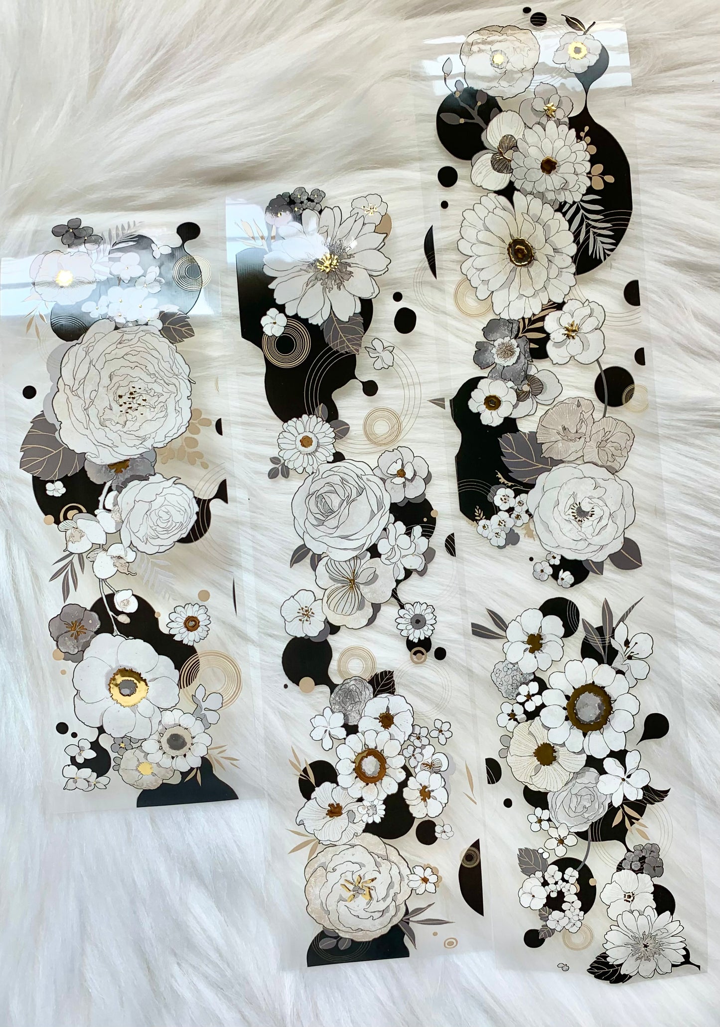 CelloM - Brush Flower | 6.5cm Gold Foil PET Tape | Release Paper