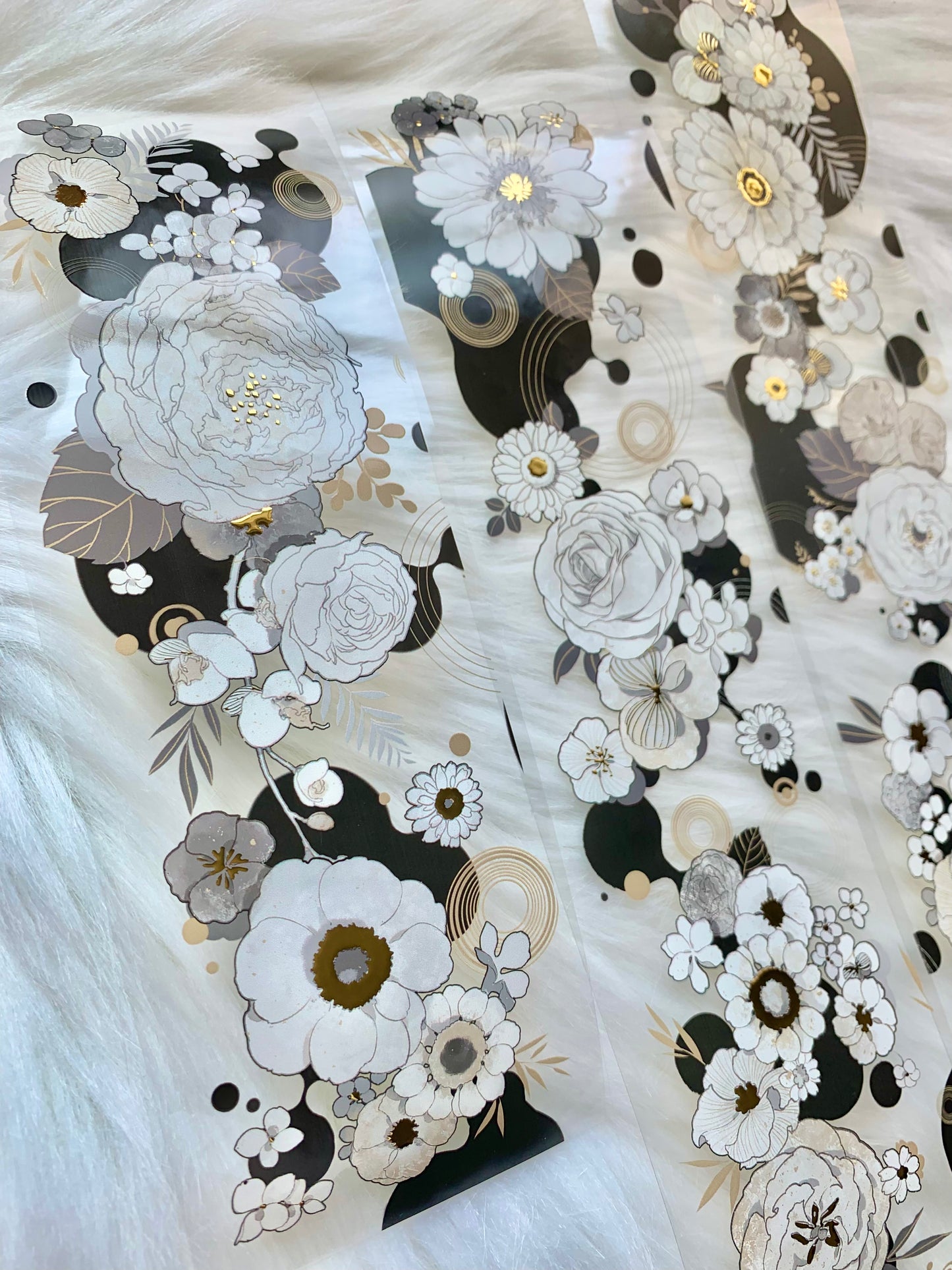CelloM - Brush Flower | 6.5cm Gold Foil PET Tape | Release Paper