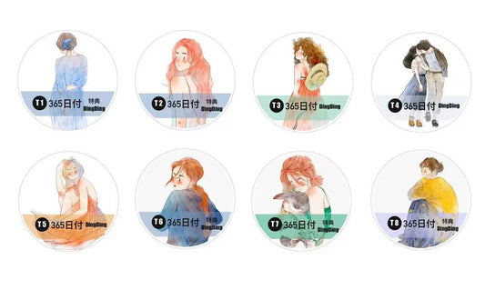 NEW! DingDing - 365 Days | Kiss-cut Tape Set | Release Paper | 8 Rolls Set | 1 Set of free Calendar postcards