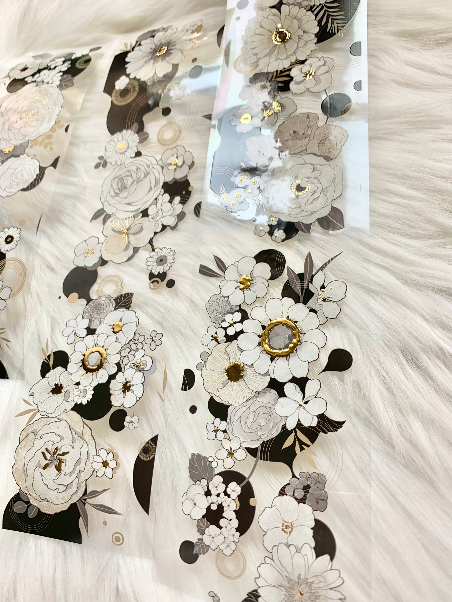 CelloM - Brush Flower | 6.5cm Gold Foil PET Tape | Release Paper