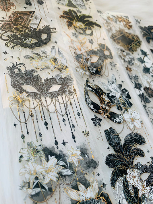 Likey - Mysterious Mask Black | 6cm Laser Gold PET Tape | Release Paper