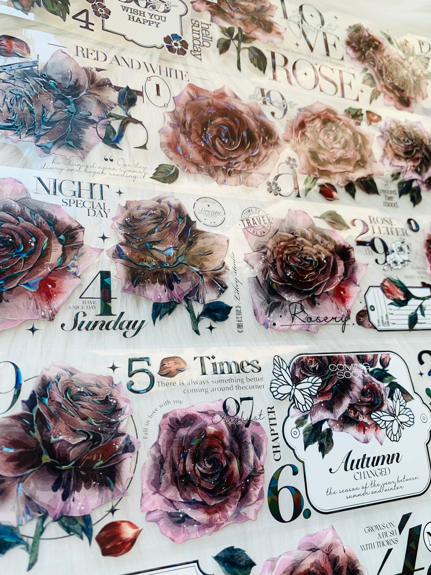 Likey - Vintage Red Rose | 6cm Iridescent PET Tape | Release Paper