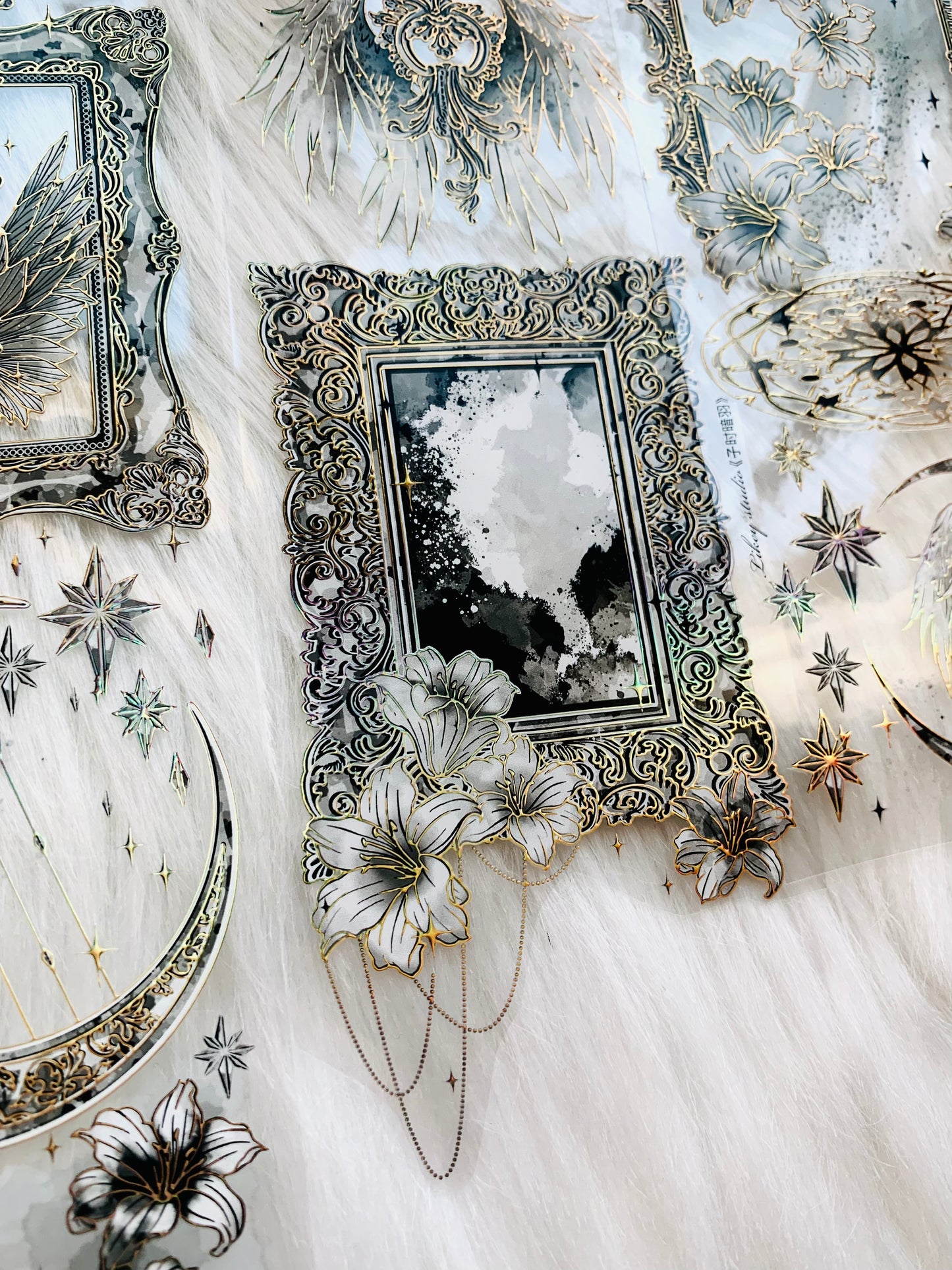 Likey - Feather & Frame | 6cm Laser Gold PET Tape | Release Paper