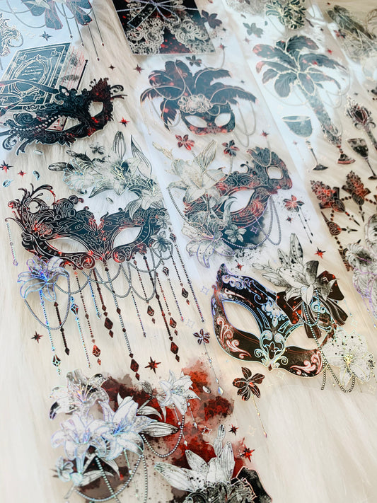 Likey - Mysterious Mask Red | 6cm Laser Gold PET Tape | Release Paper