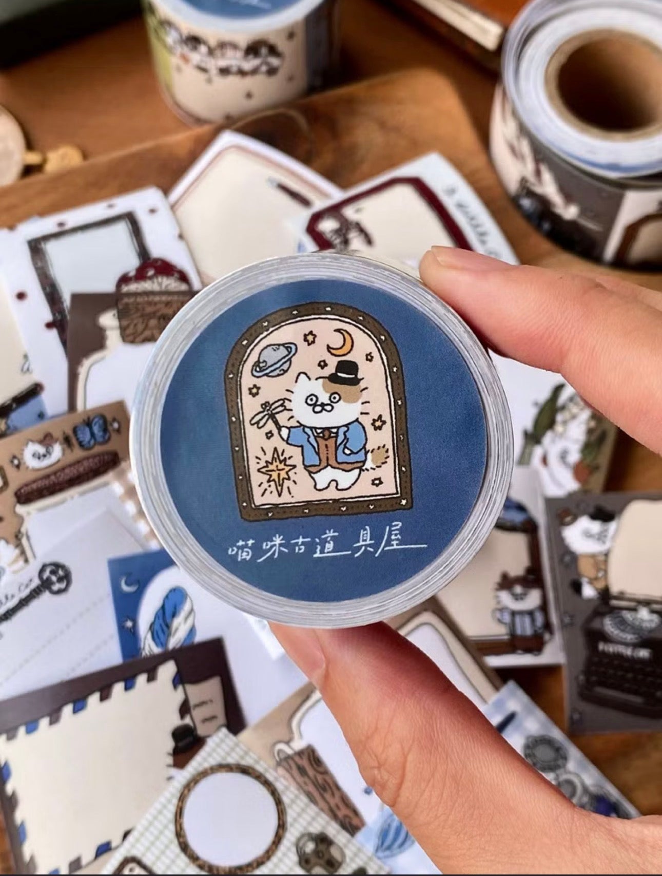 NEW! 3 Little Cat - Cat Antique Shop | 4cm Sticker Memo Roll | Release Paper | 5M